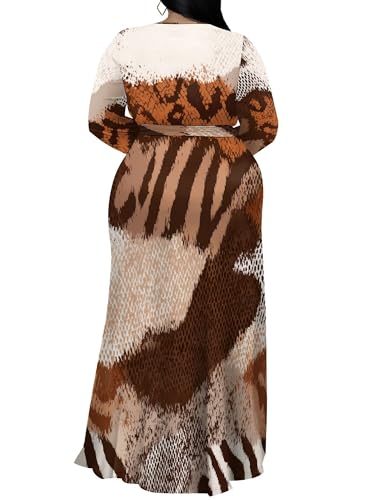 Image of PinkPatty Women's Plus Size Long Sleeve Maxi Dress Casual V Neck Slit Tie Waist Wrap Dresses for Party Cocktail