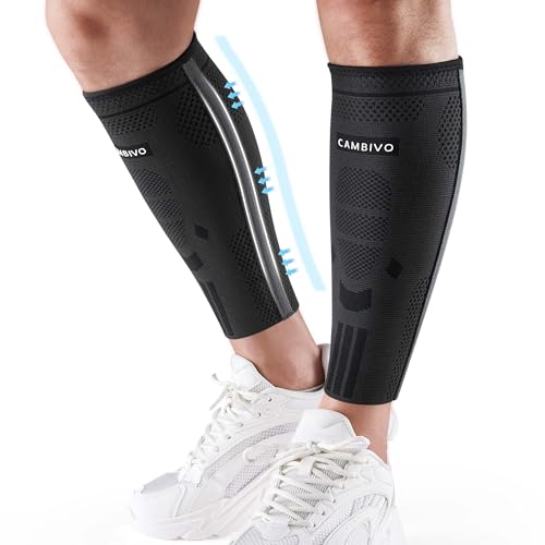 CAMBIVO Wadenbandage 1 Paar, Waden Kompression mit Seitenstabilisatoren zur Unterstützung der Muskulatur, Atmungsaktive Stützstrümpfe, Kompressionsstrümpfe ohne Fuß für Sport, Schwellungen, Alltag