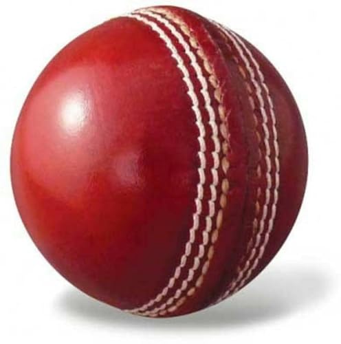 JaHaNa Sports Leather Cricket Ball for Competition Practice (Red, Pack of 2)