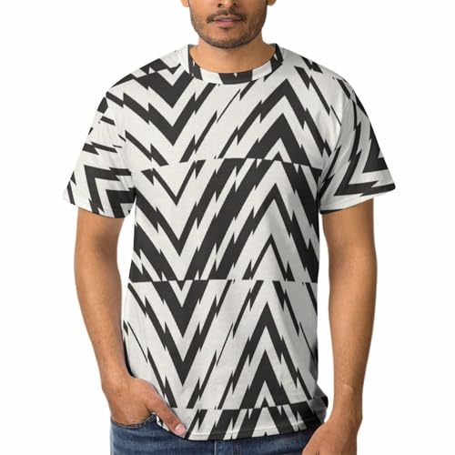 T-Shirt Géométrie Noire Homme à Col Rond et Manches Courtes