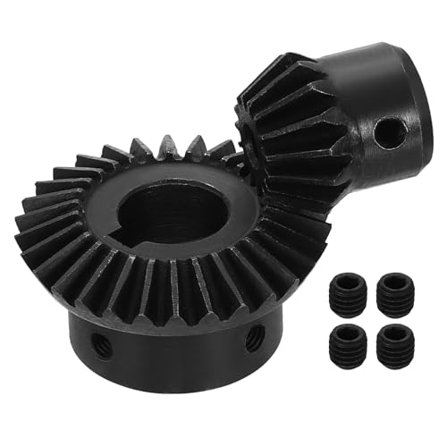 Image of uxcell 2Pcs Tapered Bevel Gears Set, 1.5 Mod 1:2 (15T /30T) Harden Steel Straight Bevel Gear, 90 Degree Steering Motor Gears, (5 /16mm Shaft Hole with Keyway)