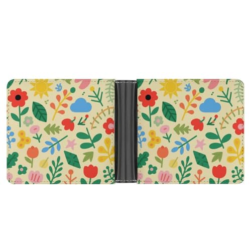 Slim Wallet Irregular Pattern Compact Bifold Wallet with Credit Card Holder Leather Coin Slot ID Window Unisex