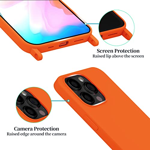 Image of Compatible with iPhone 14 Pro Max Case Lanyard Crossbody iPhone Strap Adjustable Shockproof Drop Protection Silicone Phone Cover for iPhone 14 Pro Max 6.7'' Neon Orange (Q6295-01)