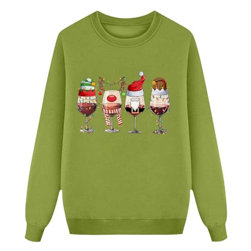Generisch Divertidas sudaderas con estampado navideño para la familia, manga larga, suéter de Navidad para niños, traje adecuado para mamá y papá para fiestas de festivales, verde, XXL