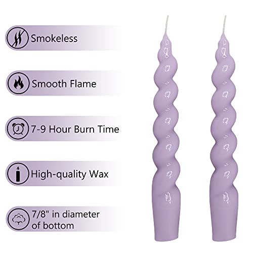 Gedengni Spiral Taper Dinner Candles Conical Stick Candles H 19 Cm For Holiday Wedding Party,Purple #TOP4