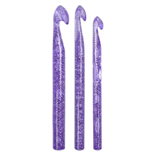 Juego de agujas de ganchillo lisas con diferentes tamaños | Agujas de ganchillo de cristal de lentejuelas para proyectos de punto y ganchillo – Ideal para principiantes, adultos, manualidades