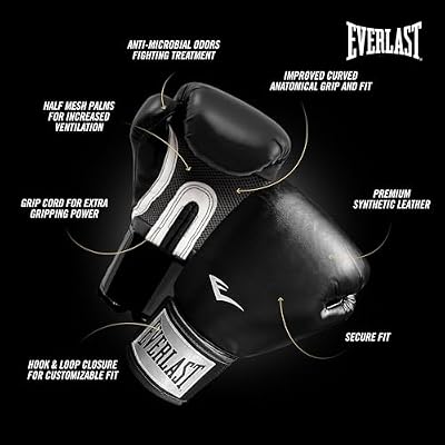 Everlast Prostyle 2 Boxing Gloves, Entry Level Training Gloves for Men and Women, Secure Fit Hook and Loop Closure & Ventilation, Heavy Bag & Speedbag Training