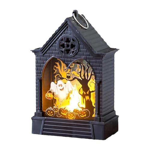Corlidea Lanterne Boule à Neige d'Halloween, Lanterne d'Halloween avec Citrouille et Sorcière Fantôme, Décorations Musicales pour la Maison, Boule à Neige Illuminées, Alimentation par USB ou Piles
