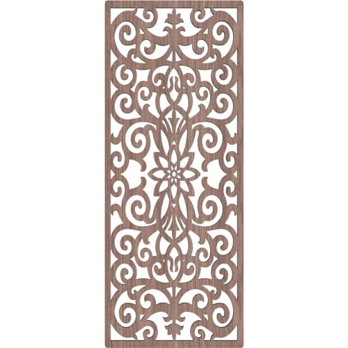Image of Buel Decorative Pierced Fretwork Wood Wall Panels, 9 3 /8 inchW x 24 3 /8 inchH x 3 /8 inchT, Walnut