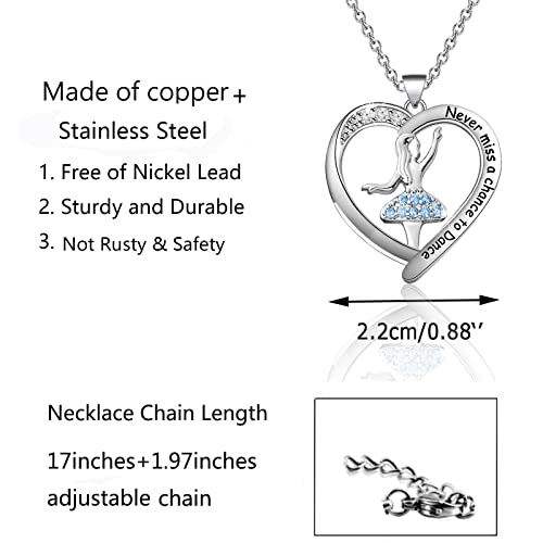 WSNANG Dancer Necklace Never Miss a Chance To Dance Pendant jewelry with Inspirational Gift Card for Friend Sister Mom Dancing Gifts4