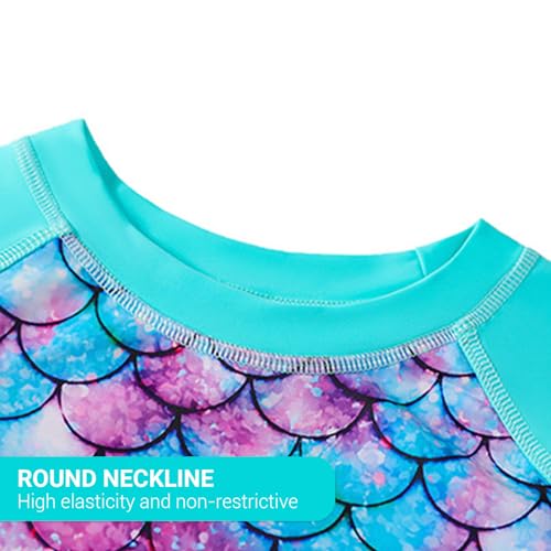 Image of JiAmy Girls Swimsuits Long Sleeve Bathing Suit Two Piece Rash Guard Set Beach Swimwear with UPF 50+ Sun Protection 3-9T