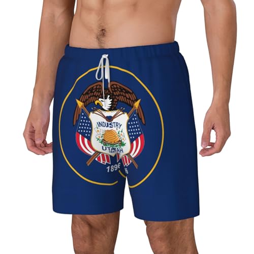Pantalones cortos de natación para hombre con bandera de Utah y malla interior 2