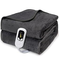 Alltoneed - Soft Flannel Electric Blanket,Machine Washable Heated Throw Blanket with 12HR Timer and 6x Control Heat Settings (120x160)