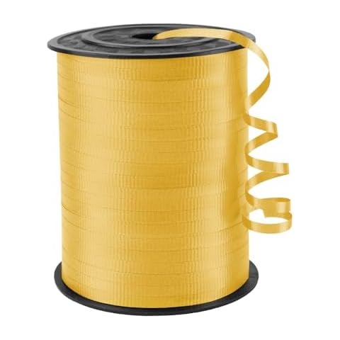 KMER LIFE Yellow Crimped Curling Ribbon, 1/5" Wide x 500 Yards Christmas Curling Ribbons for Gift Wrapping, Party Decoration, Balloon String, Crafting, Balloon Ribbons for Florist Flower (1 Roll) Cover
