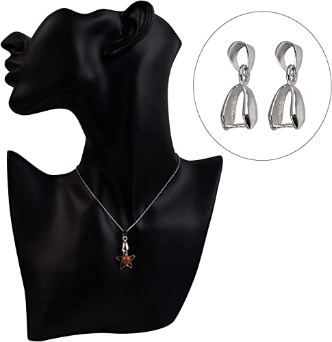 AUEAR, 50 Pack Metal Pinch Clip Bail Clasp Dangle Bead Pendant Connector Findings for Jewelry Making Buckles Charm Connection (Silver)