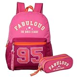 Kit Mochila de Costas e Estojo Duplo Fabulous Casual Escola Faculdade Trabalho Viagem Rosa