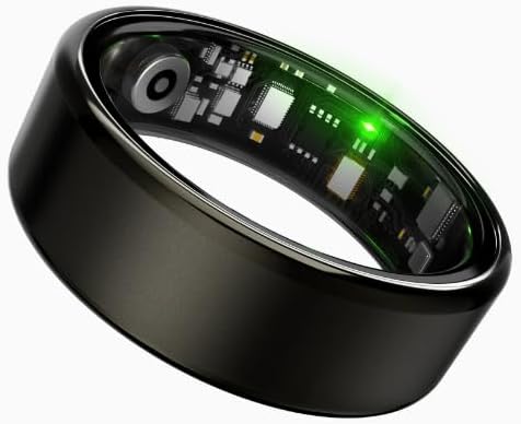 Smart Health Ring for Women Men Fitness Tracker with Heart Rate, Blood Oxygen, Blood Pressure, Sleep Monitoring, Step Counting, for iOS and Android (Black, 8)