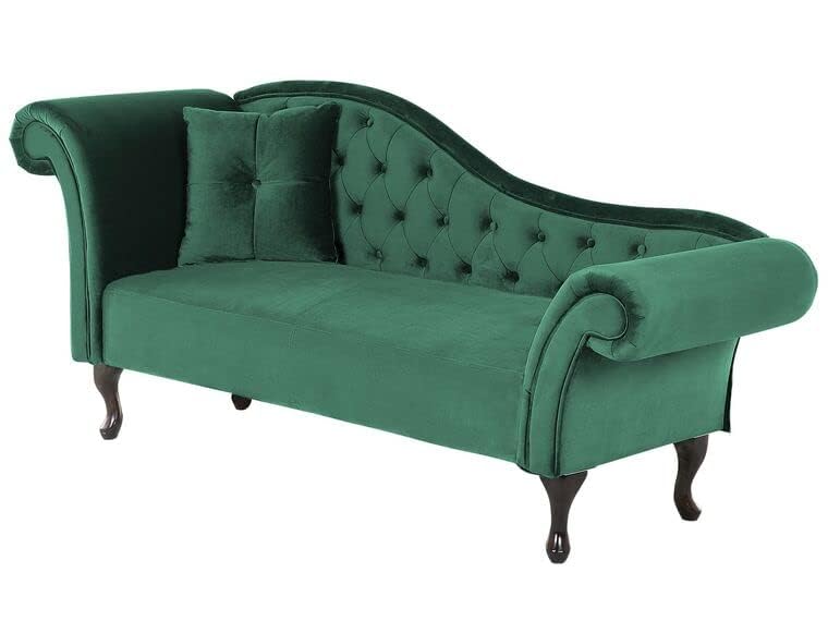 Image of Velvet Modern Chesterfield Chaise Lounge Couch 188 X 61 X 76 for Your Loving Space, (Bottle Green)
