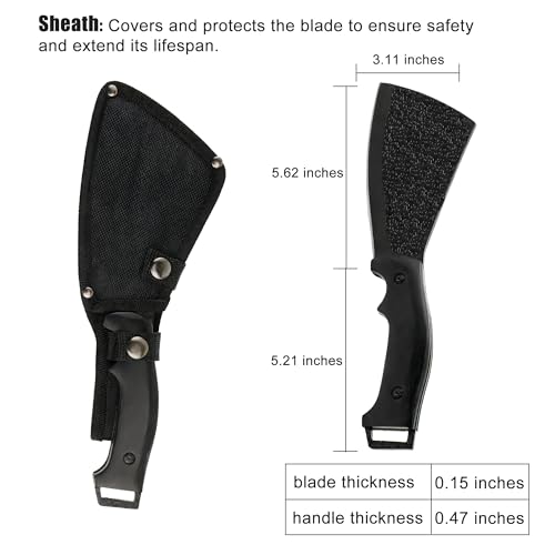 Leopcito 11 Inch Hatchet with Sheath, Small Compact Machete Axes, Fixed Blade Full Tang Camping Tactical Knife for Woodworking, Garden Machete Axe with Sheath for Bushcraft Yards Bushes Wood, A1BK