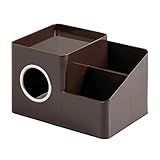 iDesign InterDesign Facial Tissue Cover/Holder and Storage Caddy for Bathroom Vanity Countertops - Dark Brown Boutique Box with Organizer, 21.3 x 15.2 x 13.3 cm, Bronze