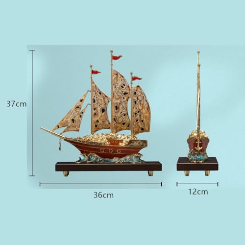 Rzeźby Sailboat Ornaments Office Wine Cabinet Copper Light Luxury Decorations Housewarming Gifts Dekoracje