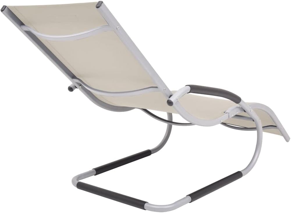 Sun Lounger with Pillow,Garden Sunlounger,Outdoor Lounge Chairs,Beach Lounge Chair,Patio Lounge Chair,Sun Lounge Bed,Beach Chairs,Easy to Assemble,for Beach,Patio,Backyard,Aluminum and Textilene Cream