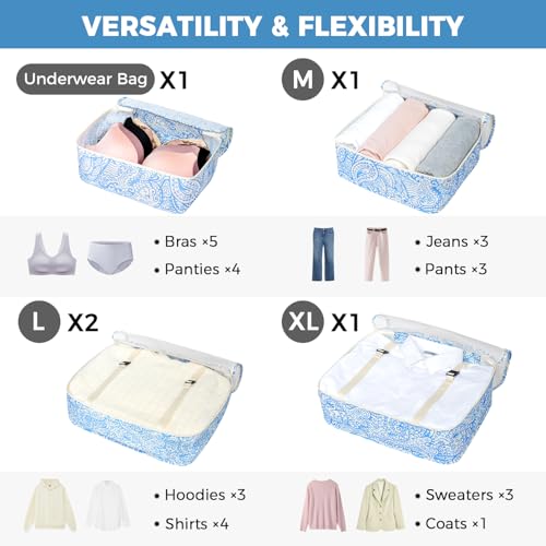 Image of BAGAIL 8 Set Packing Cubes Luggage Packing Organizers for Travel Accessories-Blue paisley