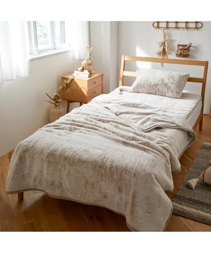 [ニッセン] まるで猫!のようなモフモフ2枚合わせ中わた入り毛布(吸湿発熱わた入り)(猫Feel) スコティッシュフォールド(ベージュ系) シングルのサムネイル