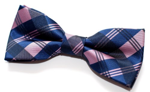 Retreez Plaid Check Patterns Woven Microfiber Pre-tied Bow Tie (Width: 4.5
