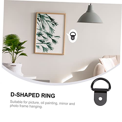 Image of Angoily 60pcs Black D-Ring Buckle Hooks Sturdy Hanging Hardware for Picture Frames d Hooks Strong Adhesive