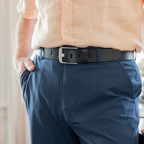 Black Wide Pin Belt - Full Grain Leather Strap with Certified Nickel Free Buckle2