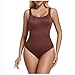 Women's Bodysuit Sleeveless Square Neck One Piece Bodysuit Tops Tummy Control Bodysuits Fashion Shapewear Coffee