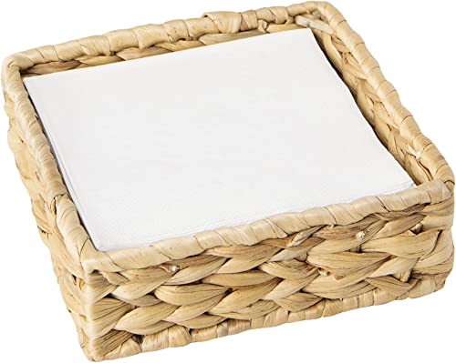 Ihr Ideal Home Range Caddy Woven Basket Cocktail Holder, Holds 5" X 5" Napkins, Water Hyacinth #TOP7