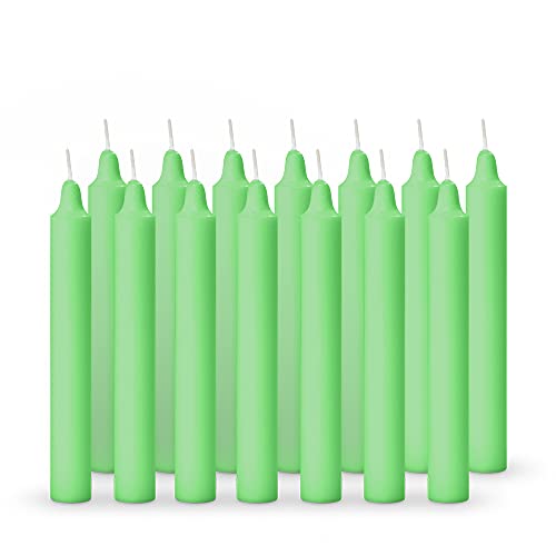 Image of AuraDecor Pack of 14 Stick Candles || Especially Meant for Healing, Chakras, Ritual Candles, Decoration, Lighting, Home Decor || Burning Time 3 to 4 Hours Each (Green)