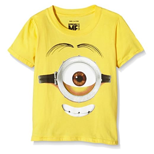 Minions Stuart Face, Camiseta Niñas, Amarillo, 3-4 Años