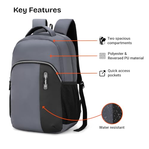 Image of Nasher Miles Laptop Backpack 28 Liters Polyester & Reverse PU | Front Organiser | Ideal for College, School, Office & Travel | Men, Women, Boys, Girls