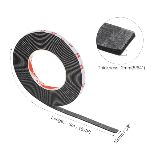 Image of PATIKIL 3 /8 inch W x 5 /64 inch T x 16.4Ft Double Sided Foam Tape, EVA Multipurpose Self Adhesive Weather Sponge Stripping for Home Decorations, Card Scrapbooking DIY Craft Project, Black