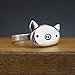 Mark Poulin Sterling Silver Pig Ring Handmade 925 Charm for Women and Girls