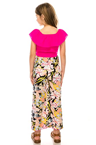 Image of iGirlDress Girls Wide Leg Off Shoulder Elegant High Waist Rompers Palazzo Pants Trousers Jumpsuits USA 4-14