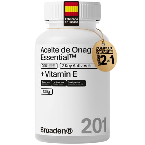 200 Perlas Aceite de Onagra 1000mg por Dosis Prensado Frío para 100 días | + Vitamina E que Favorece el bienestar femenino, ayuda al equilibrio hormonal y protege las células del estrés oxidativo.