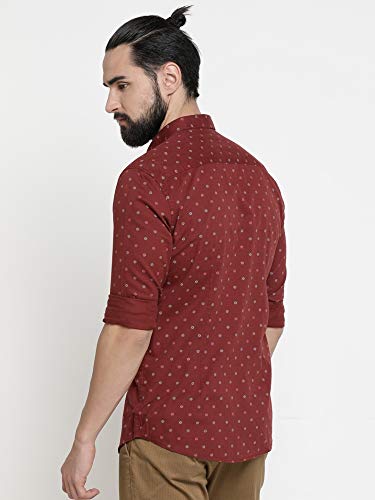 Image of SHOWOFFFF Men Printed Casual Shirt | Spread Collar Full Sleeves Cotton Shirt for Mens | Slim Fit Regular Length Shirt for Men's