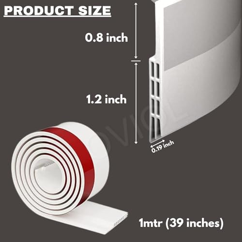 Image of OVIOL Door Bottom Sealing Strip Self-Adhesive Under Door Gap Filler Rubber Ac Door Blocker Door Dust Stopper for Home Door Gap Sealing Strip Cockroach Insect Bugs Draft Stopper Waterproof (1, White)