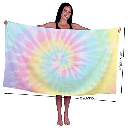 Jasmoder Pastel Tie Dye Microfiber Beach Towels Oversized For Bathroom Quick Dry Bath Towel For Women Men #TOP1