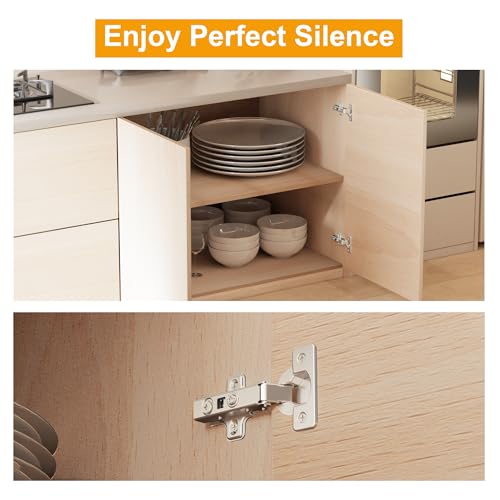 Luokim 2 Pack 1 Pair Precision-Engineered Frameless Full Overlay Soft Close Cabinet Hinges, European Hinges for Cabinets, Hidden Cabinet Hinges Adjustable 35mm Cup Clip-On Plate Nickel Plated Finish by Luokim - Image 8