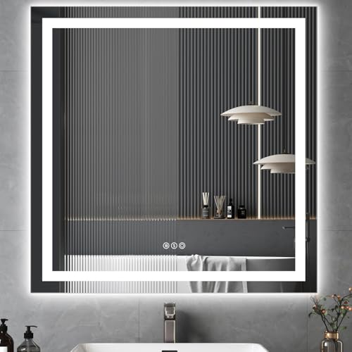 LED Bathroom Mirror with Lights, 36×36Inch Front and Backlit Led
