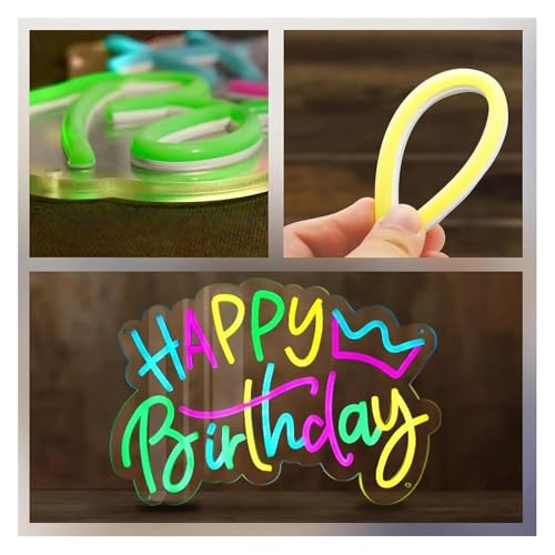 Lampe néon Joyeux Anniversaire variable déco murale LED bar - 3