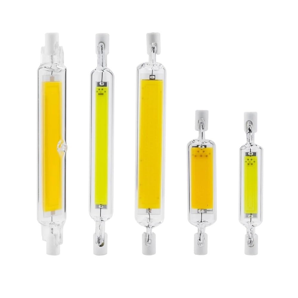 YSJX lighting, Pack de 4, R7S LED COB lumière AC220V 78mm/118mm/189mm luminosité lumière céramique + lampe en verre Ampoules domestiques(Warm White,118MM 20W)