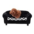 PawHut Pet Sofa Couch Dog Cat Wooden Sponge Sofa Bed Lounge Comfortable Luxury w/Cushion (Black)