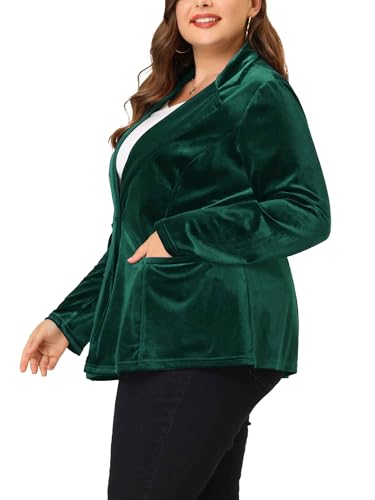 Image of Agnes Orinda Plus Size Velvet Blazers Jackets for Women Casual Lapel Suit Office Work Blazer | Soft Velvet Fabric, Notched Lapel, Button Closure, Vintage Party Style, Long Sleeve Casual Blazer Jacket