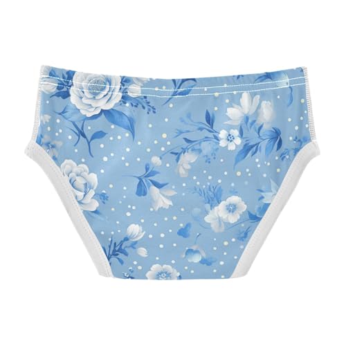 KLL Vintage Blue Dots Floral Pattern Little Boys Comfort Training Underwear Cute Children Undies2